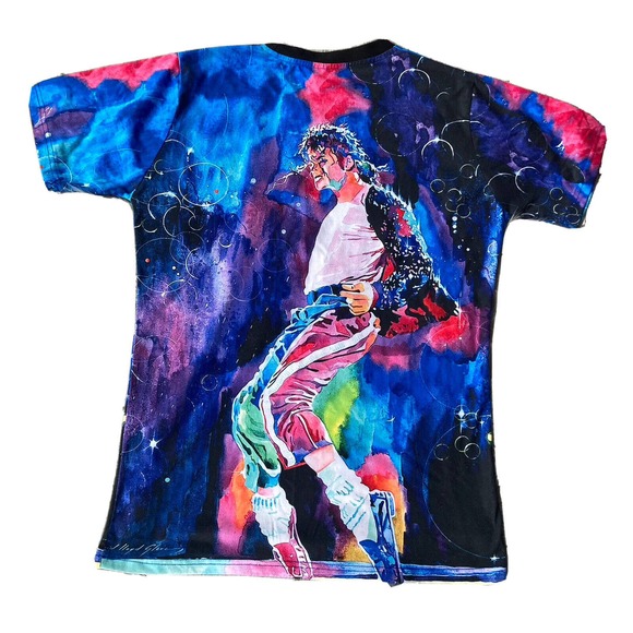Michael Jackson Abstract Portrait Watercolor Drawing Graphic Black Tee Size Med - Picture 5 of 8
